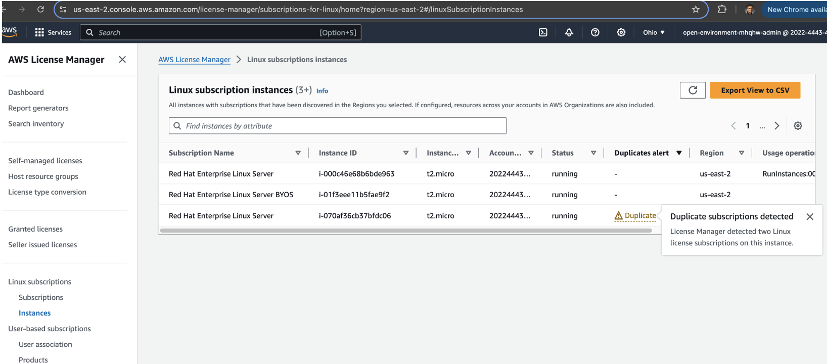 Duplicate Subscription detected